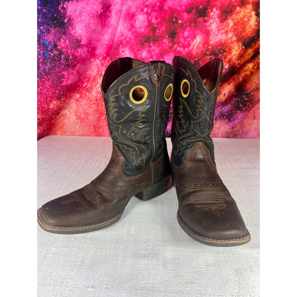 Ariat Youth Brown Black Leather Western Cowboy Boots 10016239 Size 4